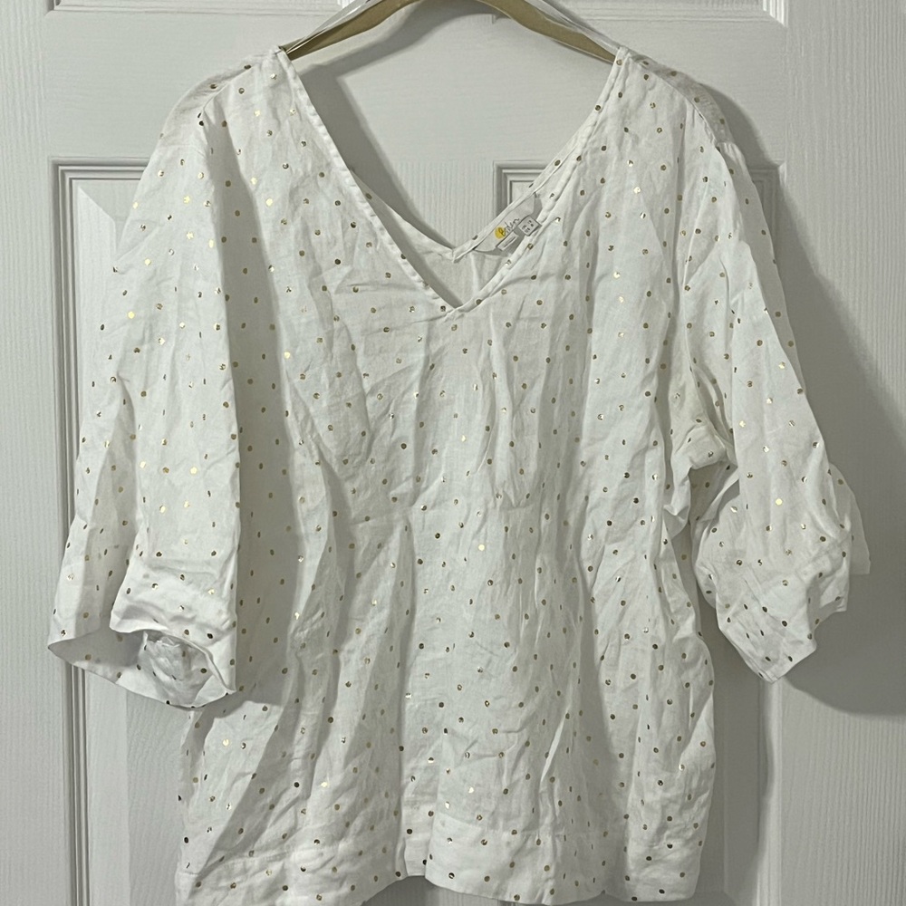 Boden White Blouse with Puff Sleeves and Relaxed Fit